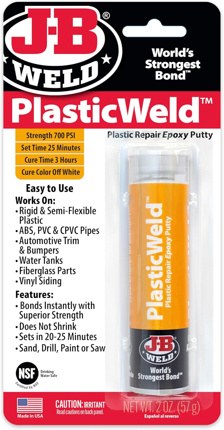 J-B Weld 8237 PlasticWeld Plastic Repair Epoxy Putty - 2 oz.