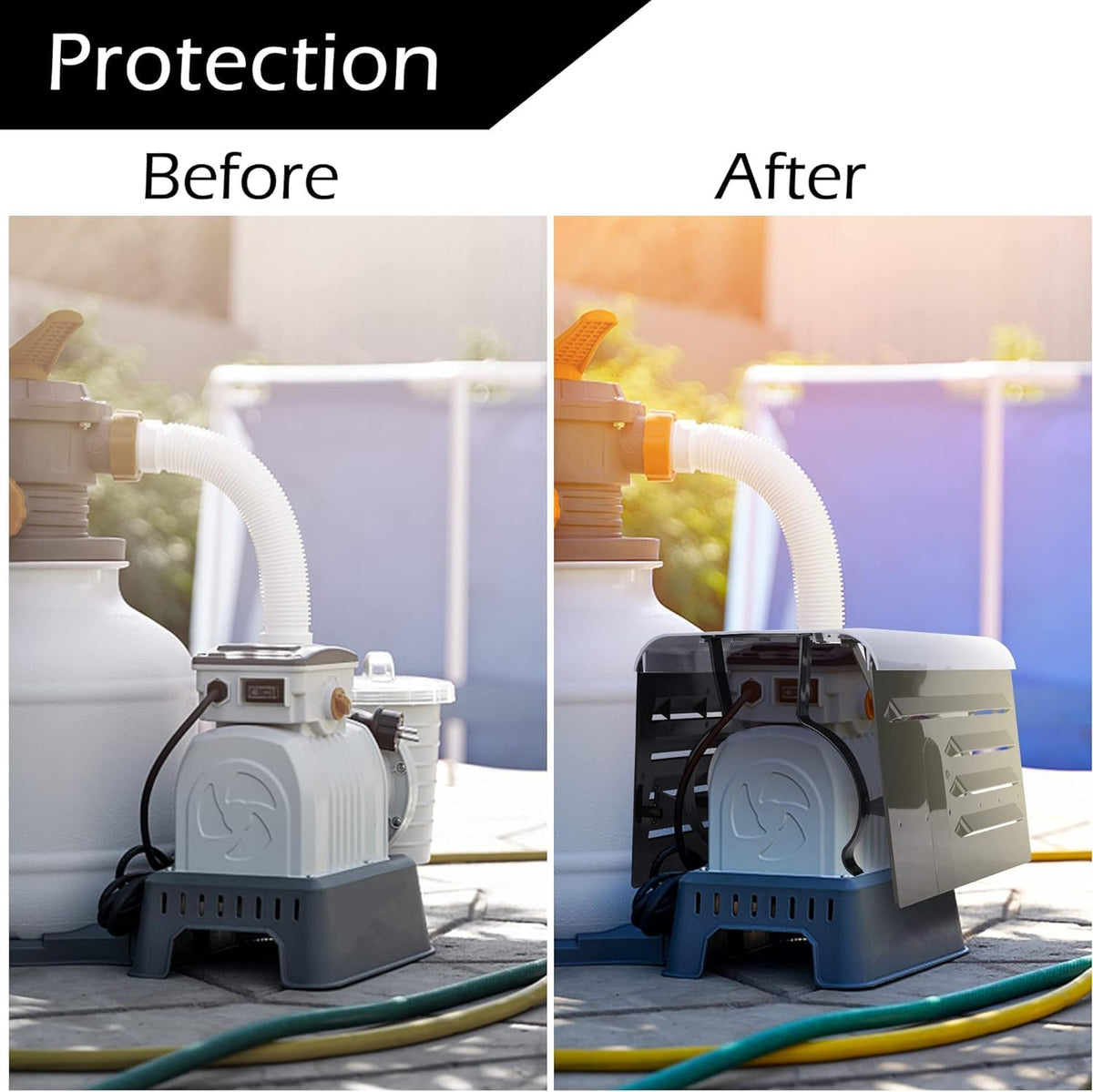 2 Pcs Pool Pump Covers for Outside Units, ABS Adjustable Pools Motor Cover