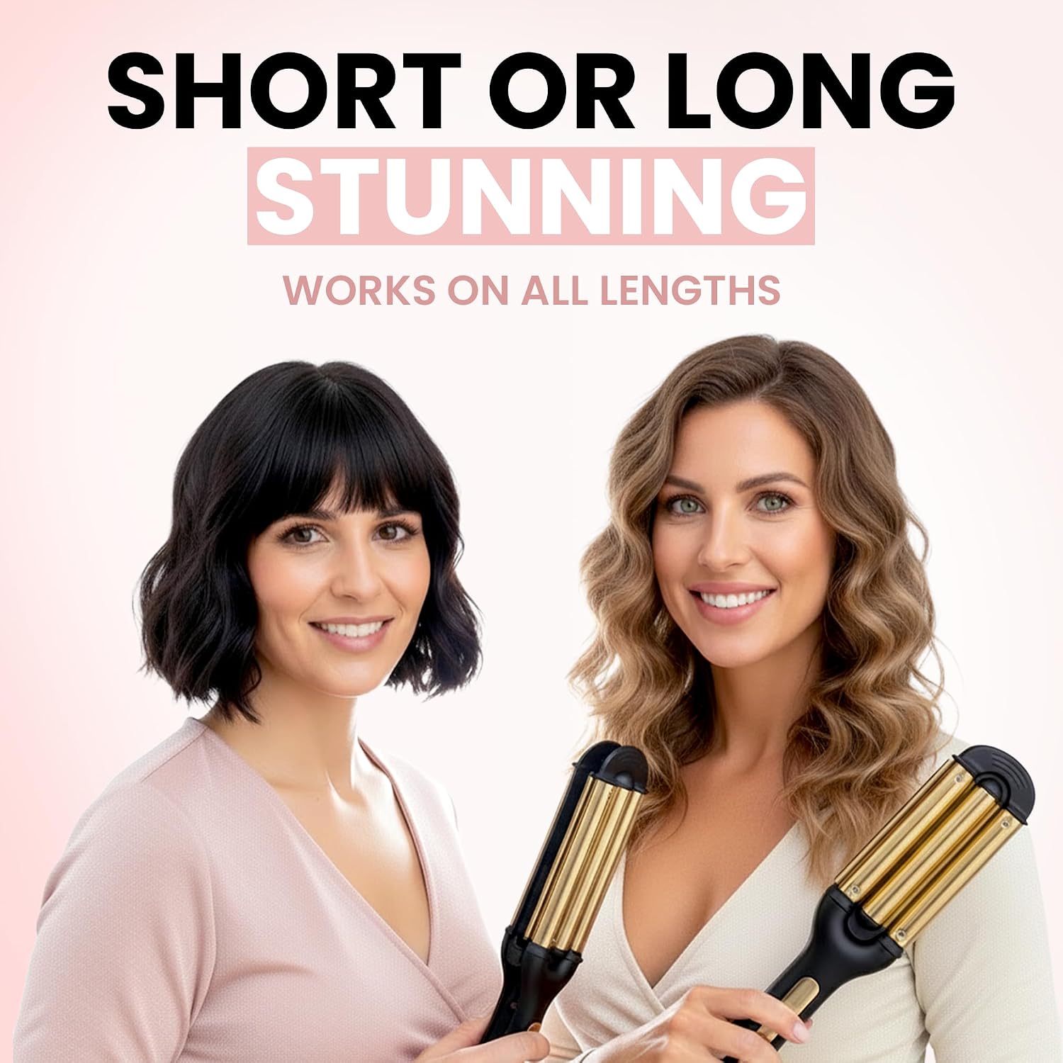 Open Waver (Deep Waver) Curling Iron, 3 Barrel Crimper Tool | Instant & Long-Lasting Open Waves. Digital Display for