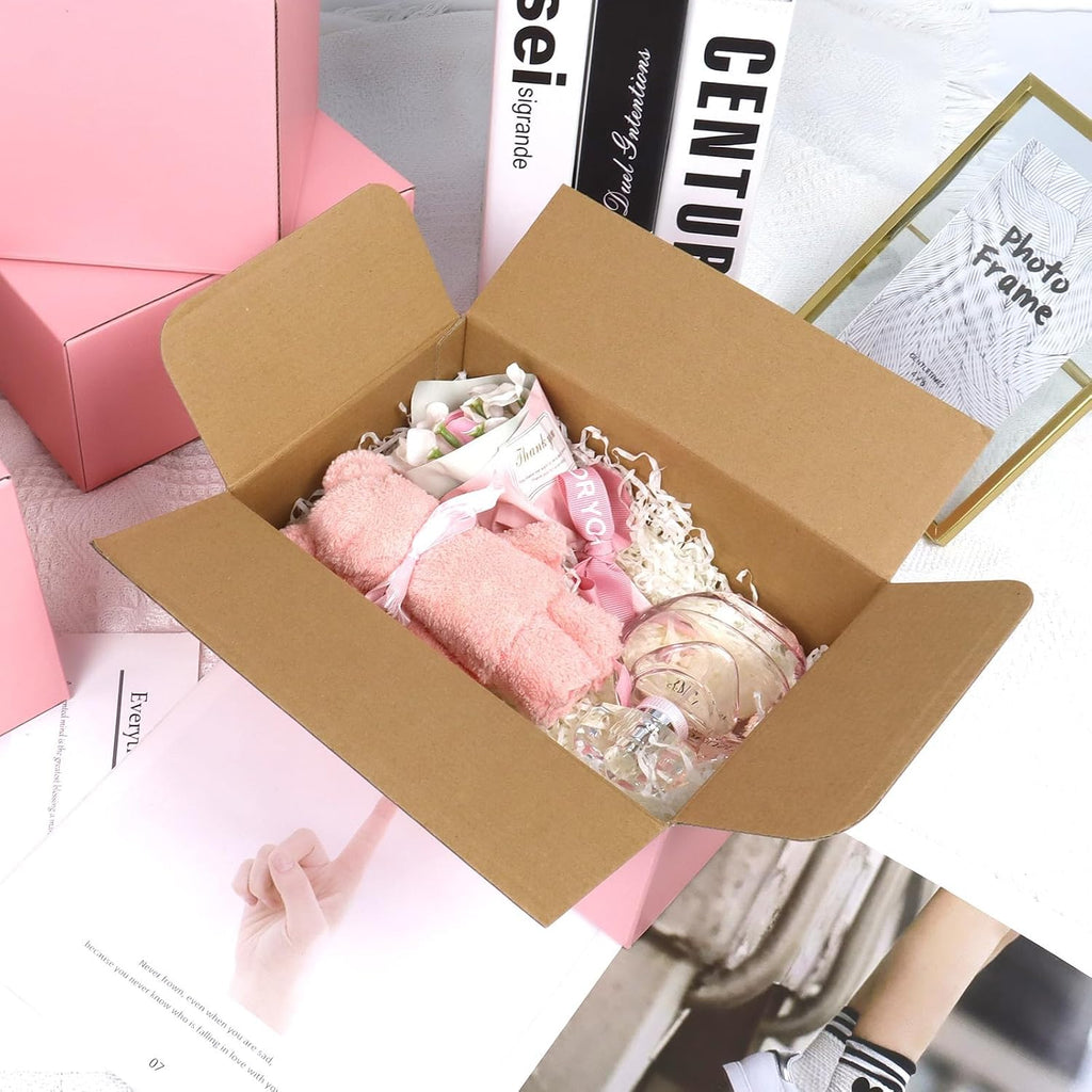 Pink Shipping Boxes Medium 10x7x6 Inches, 30 Pack Corrugated Cardboard Boxes for Packaging Small Business Mailing