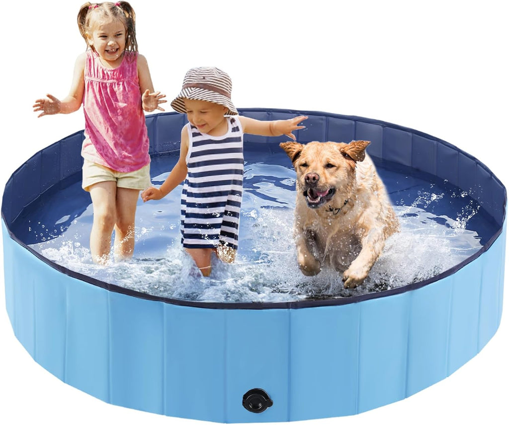Foldable Dog Pool, Portable Pet Bath Tub and Kiddie Swimming Pool