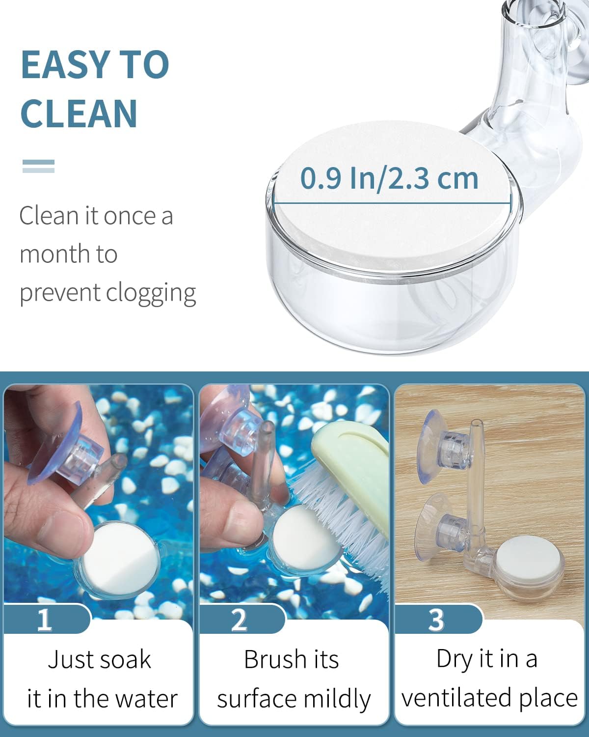 Aquarium Air Stone Disc Tiny Micro Bubble Diffuser Release Tool Kit with Suction Cup Air Control Valve and Check