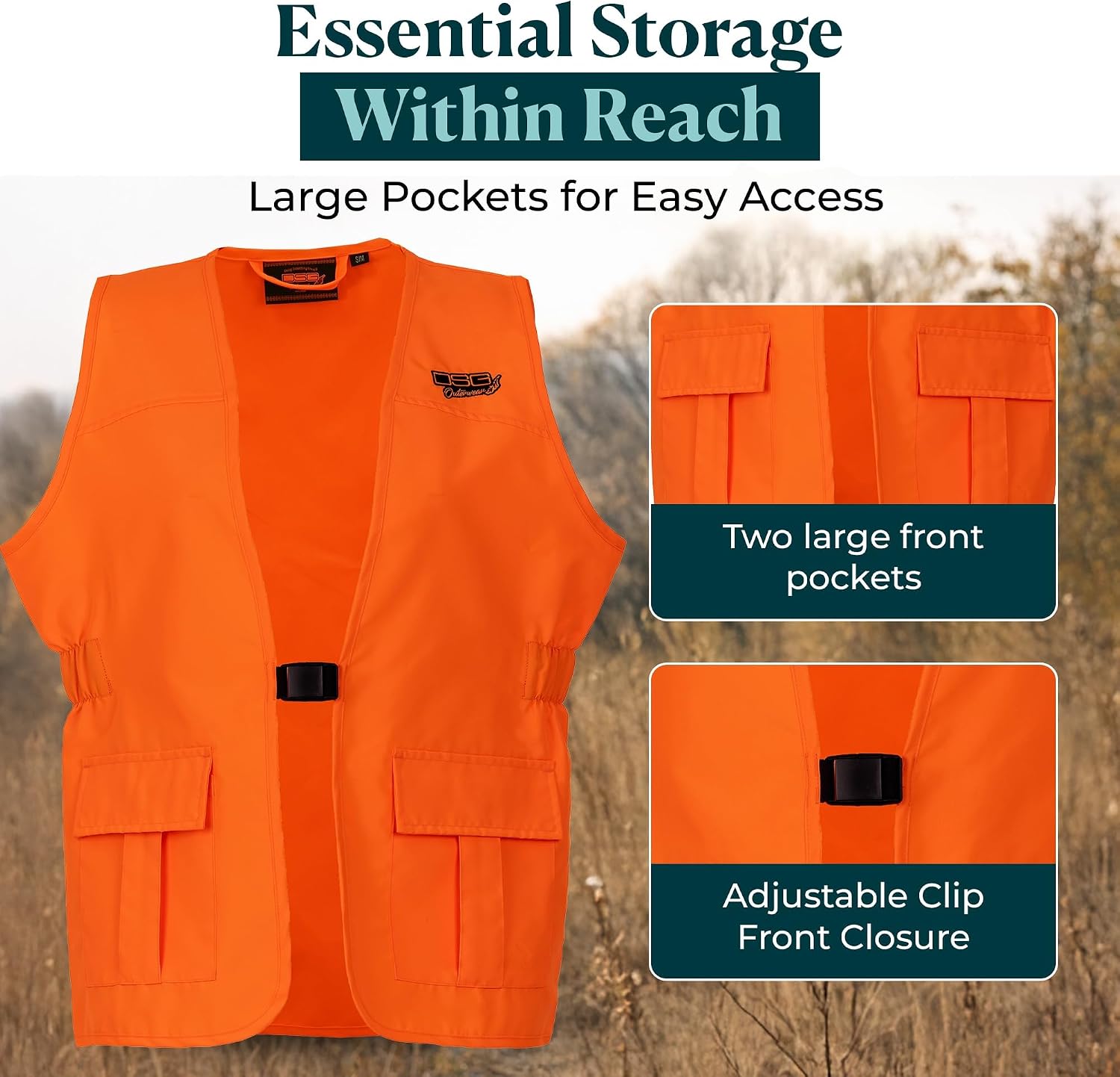 DSG Outerwear Women's Blaze Hunting Vest – High Visibility Safety Gear, Fluorescent