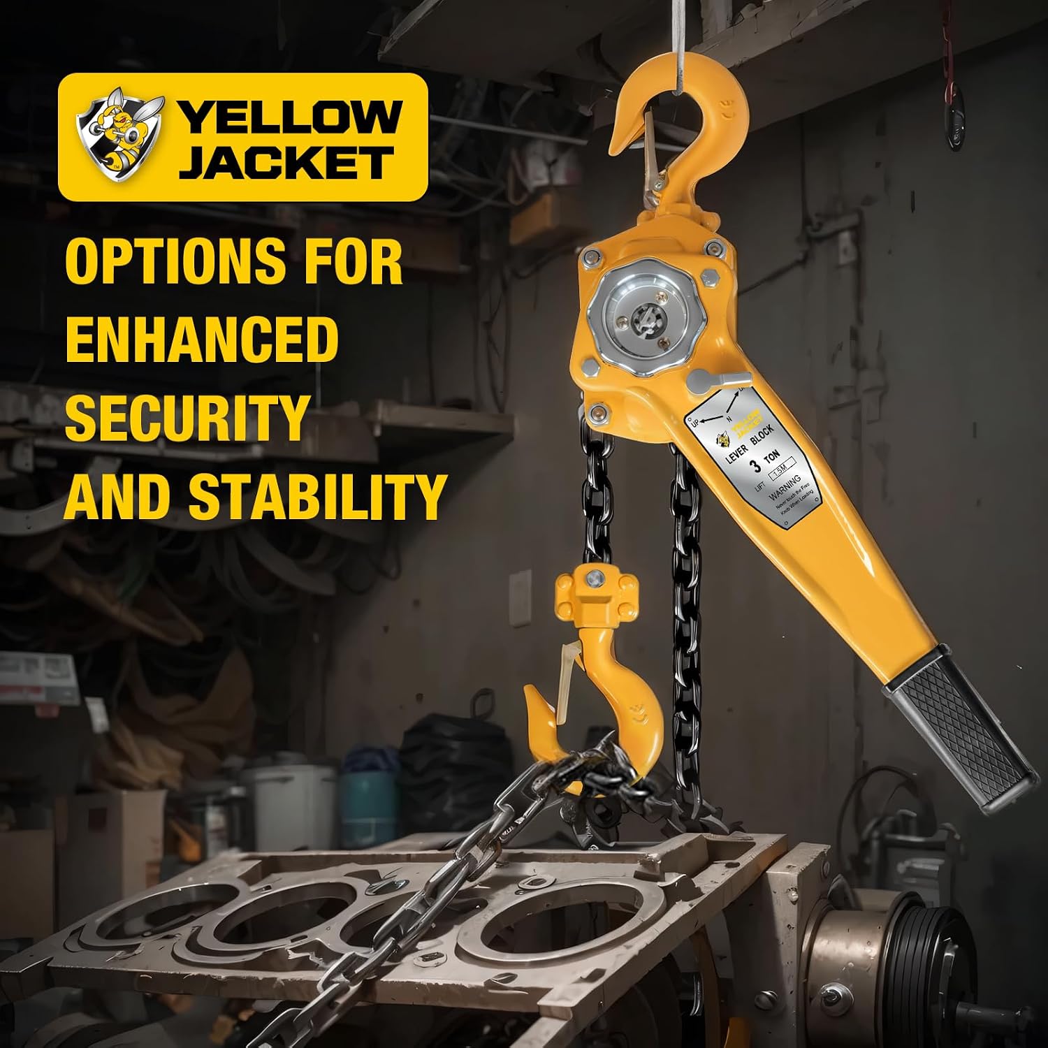 3 Ton Manual Lever Chain Hoist, G80 Galvanized Carbon Steel with Weston Double-Pawl Brake, Chain Come Along and