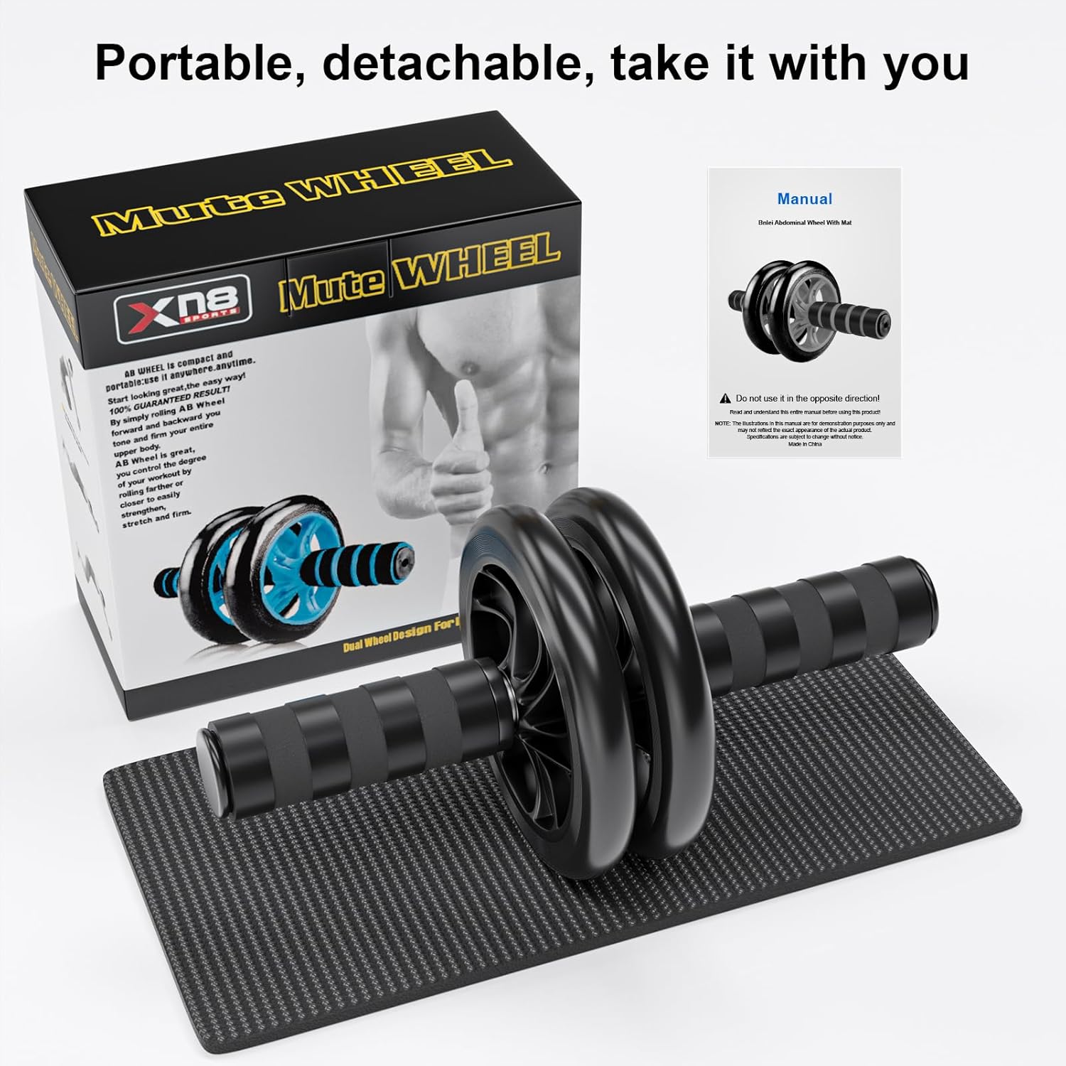 Abdominal Wheel, Ab Roller for Abdominal Exercise Machine, Abs Workout Equipment, Core Strengthening Trainer Fitness