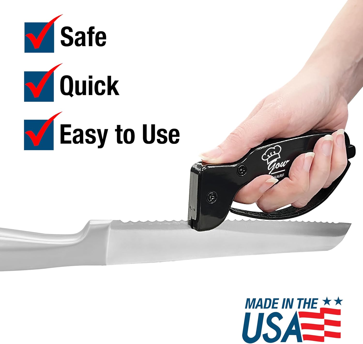Gourmet Series, 15 Degree Knife Sharpener for Gourmet Knives, Diamond-Honed Tungsten Carbide Reversible Blades, Hones
