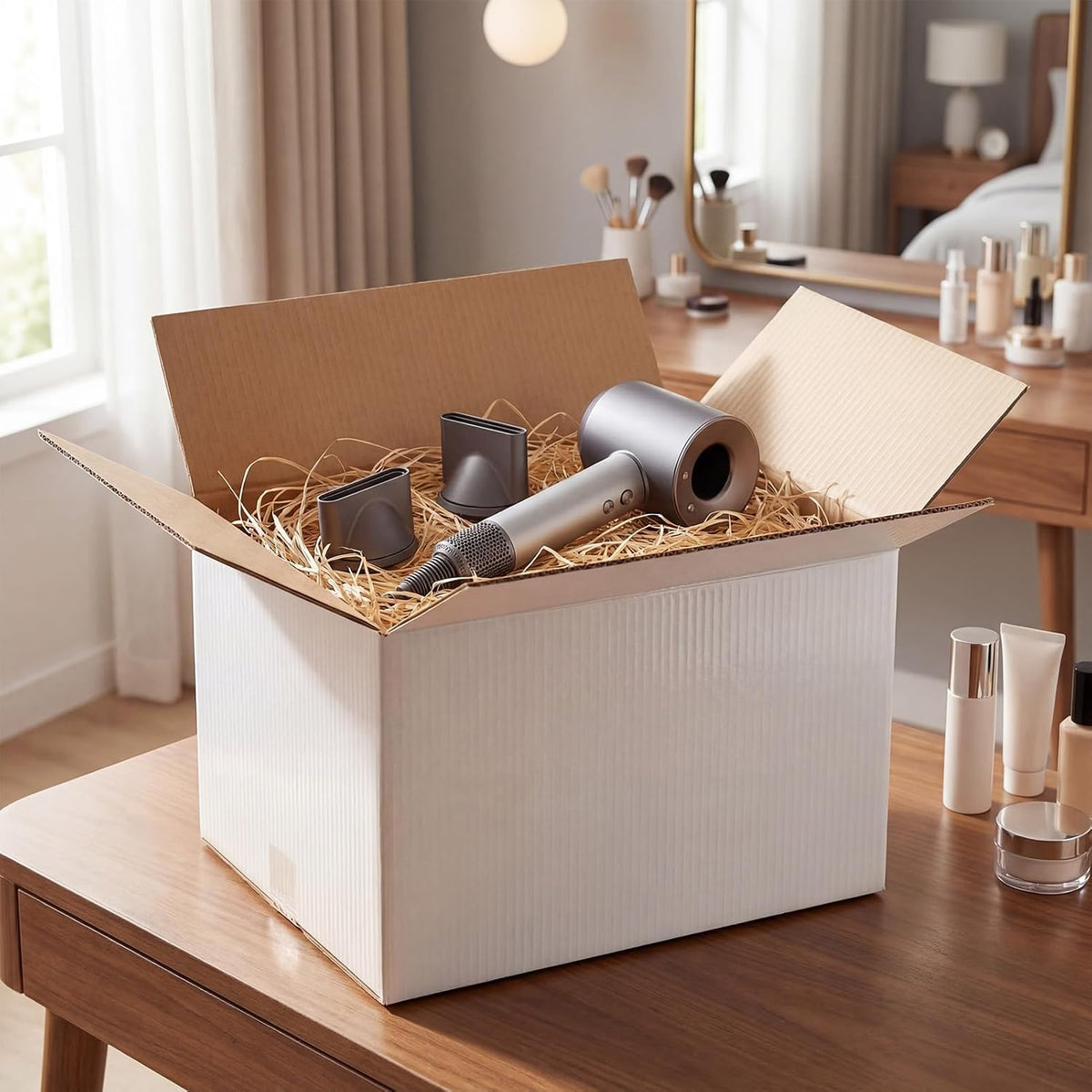 12x9x8 Shipping Boxes 15 Pack, White Corrugated Cardboard Boxes with Side-Lock and Pre-Applied Double-Sided Tape