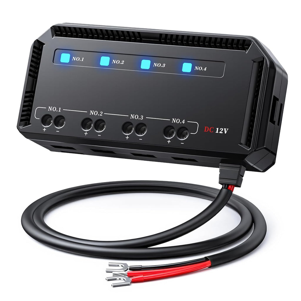 12V Fuse Block, 20A Motorcycle Fuse Relay Box Kit with LED Warning Indicator 4 Circuits, Motorcycle Fuse Box Holder