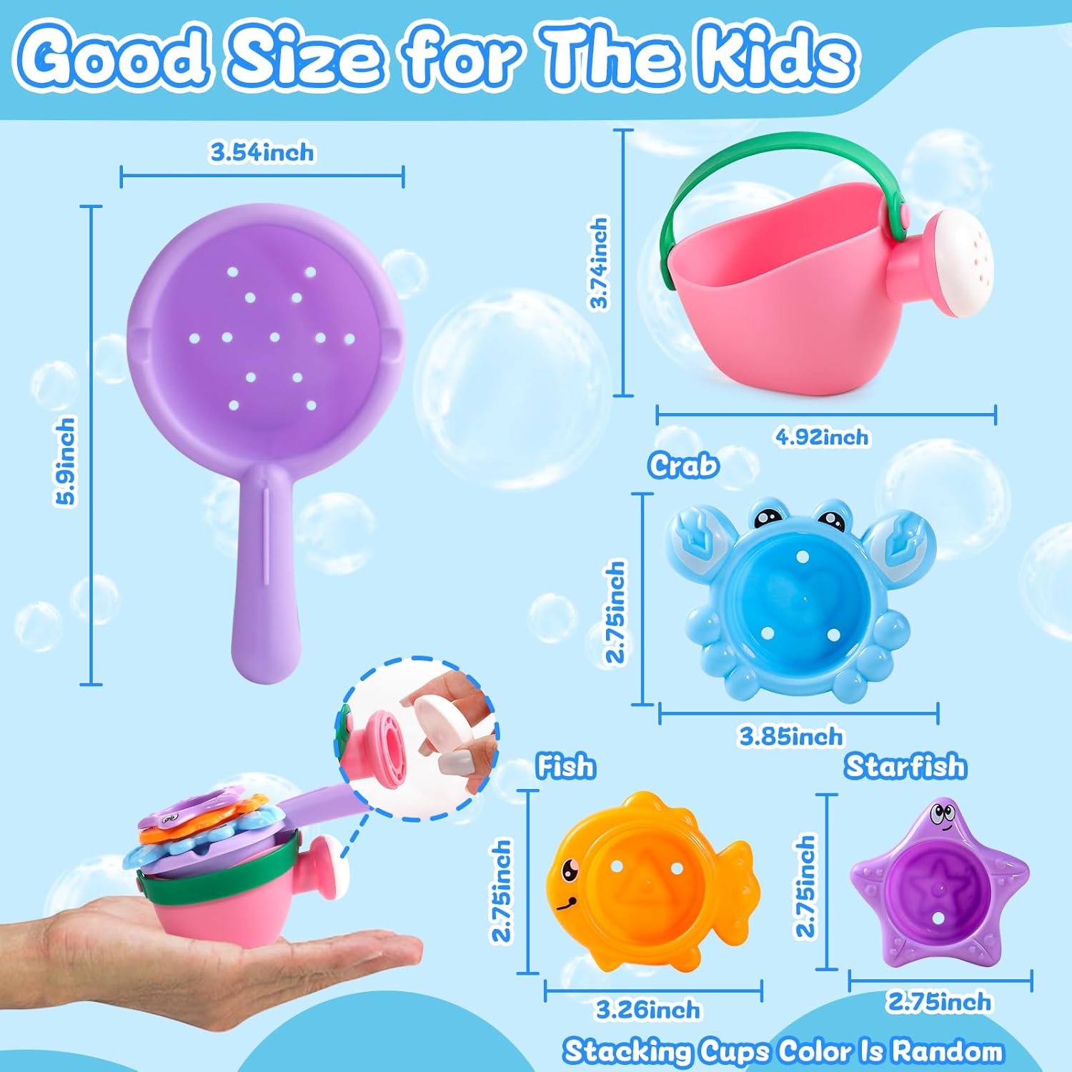 Baby Bath Toys for Kids Ages 1-3 Toddler Bath Toys Mold Free for 2-4 Bathtub Sand Beach Pool Water Toys for 1+ Year