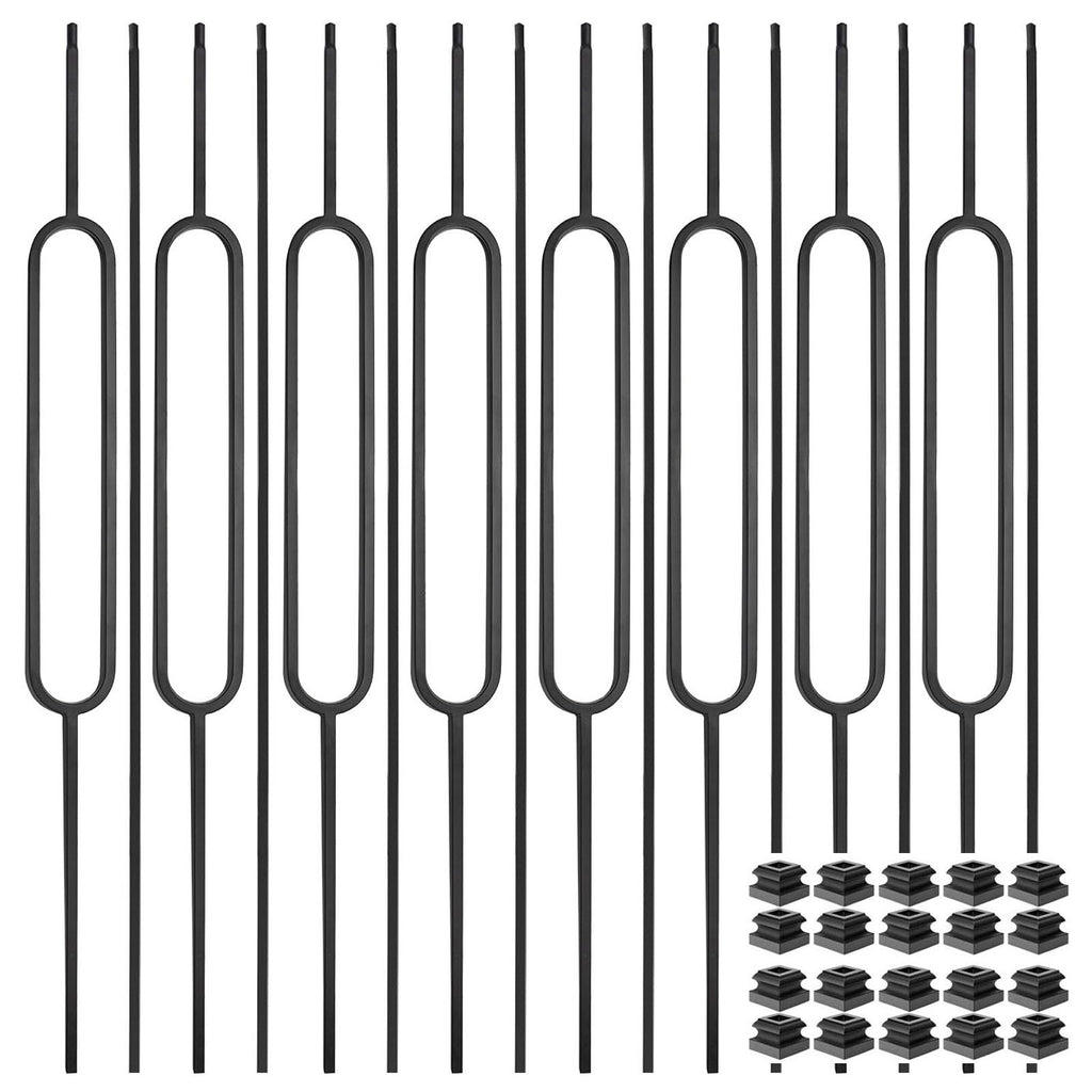 16 Pack Wrought Iron Balusters, 1/2" Hollow Deck Balusters, Stair Metal Deck Spindles, Staircase Baluster W/ 32 Pack