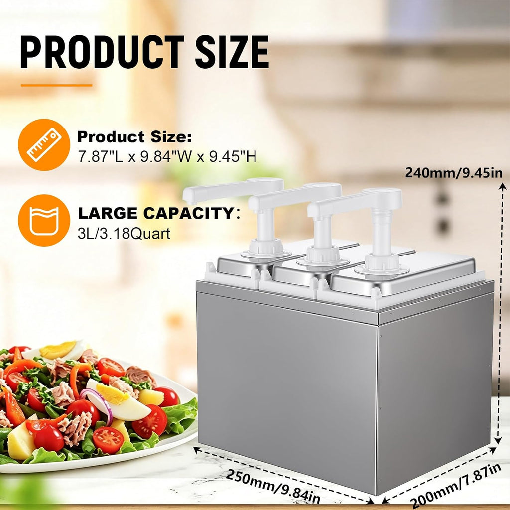 3L Sauce Dispenser Pump, Leak-Proof Condiment Pump Station