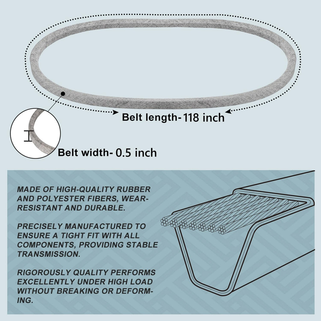 GX25628 Deck Belt 1/2 x 118'', Mower Belt for 42 Inch Mower Deck Z335E Z345M Z345R Z315E Z335M Z320M Z320R ZTrak