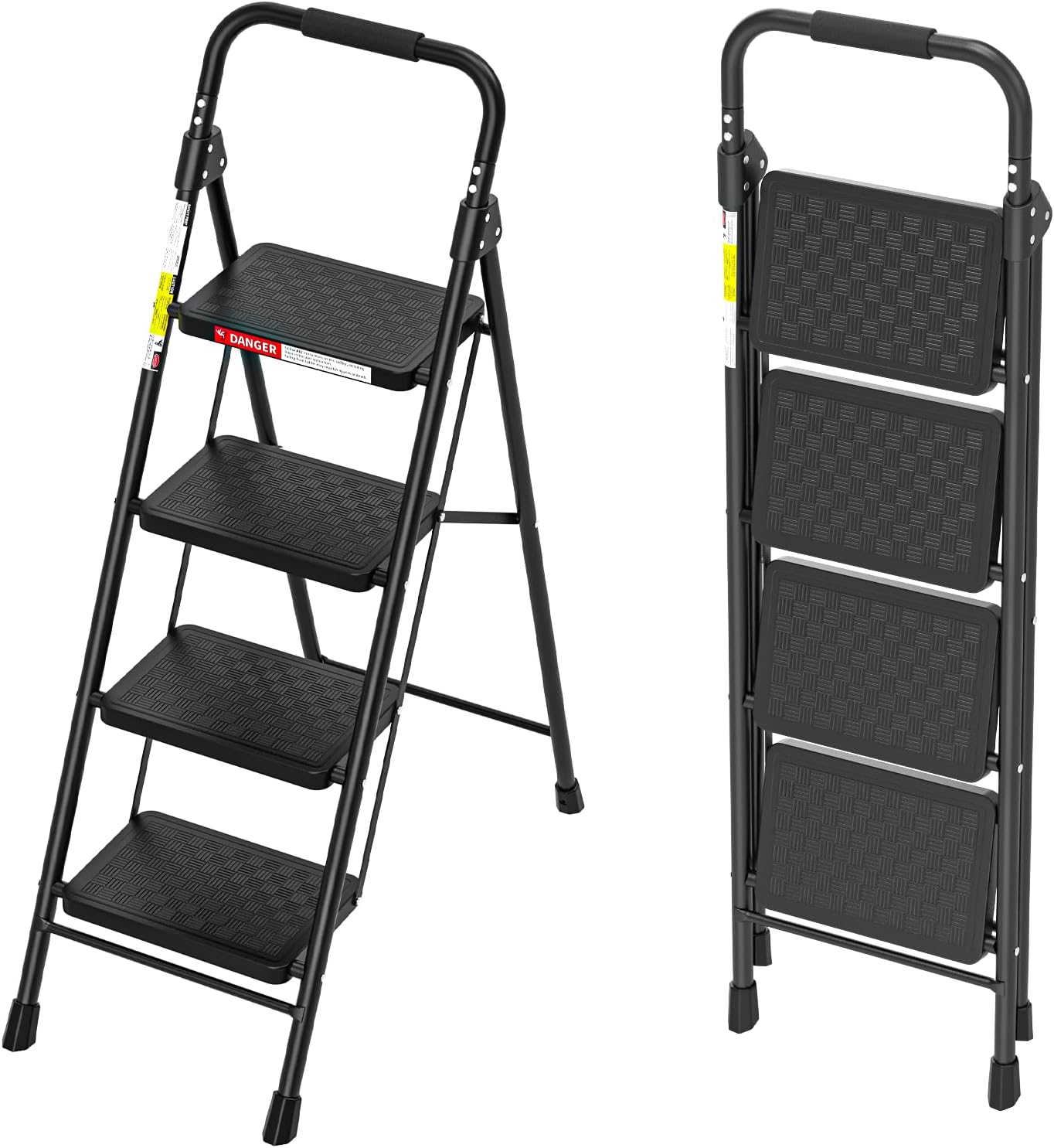 Step Ladder, 4 Step Ladder with Wide Anti-Slip Pedal, Step Stool Foldable with Cushioned Handle, 330 Capacity for