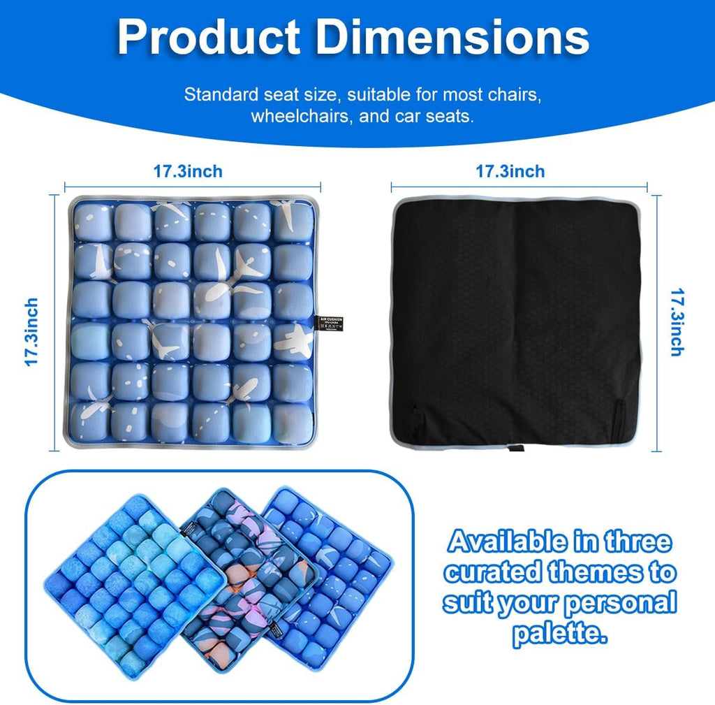 3D Air Cell Inflatable Pressure Relief Seat Cushion, Portable Self-Inflating Pad with Anti-Slip Bottom for Office
