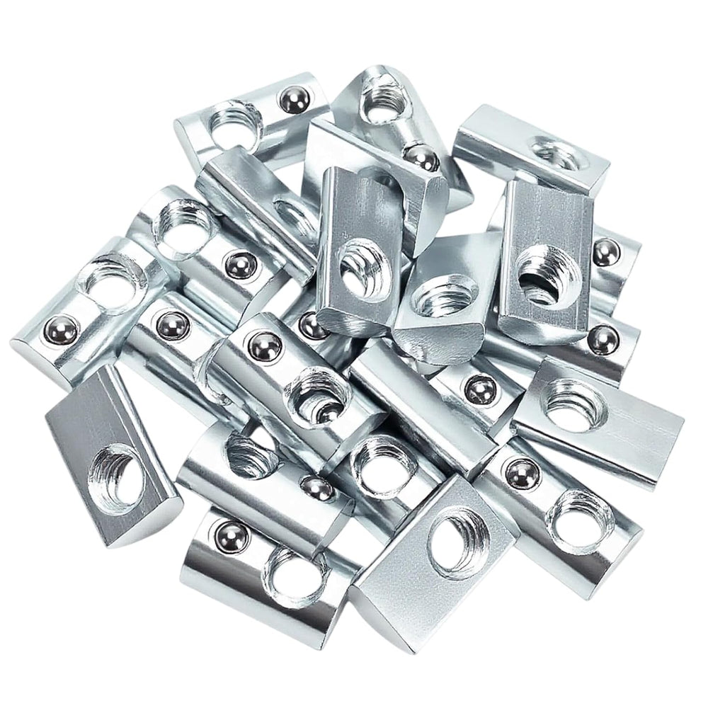 24 Packs 1/4"-20 Threaded Steel Roll in T-Nut with Ball Spring