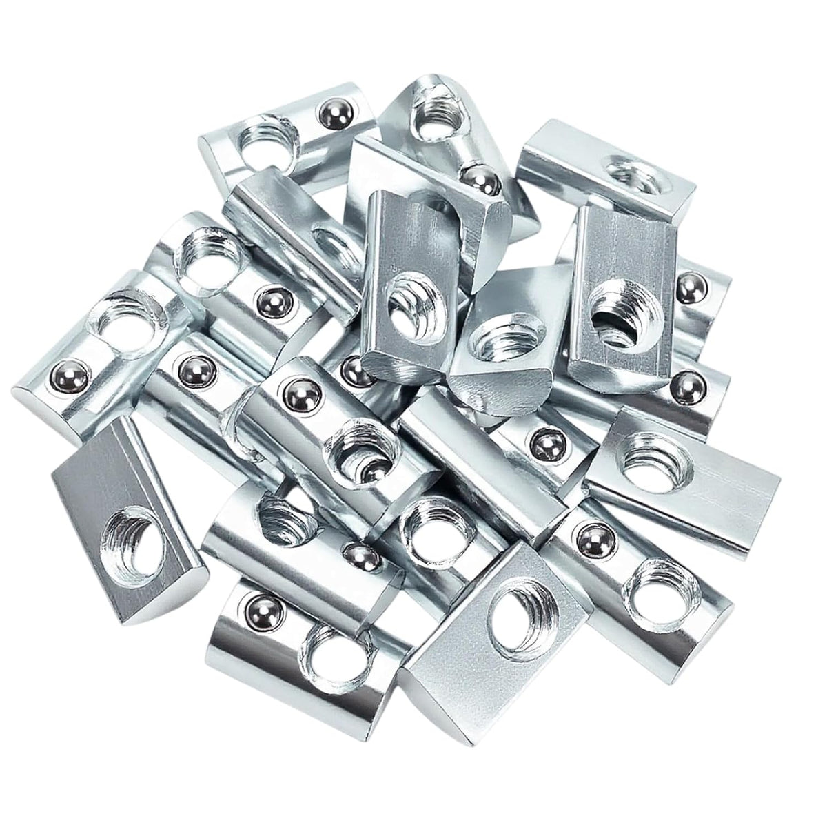 24 Packs 1/4"-20 Threaded Steel Roll in T-Nut with Ball Spring