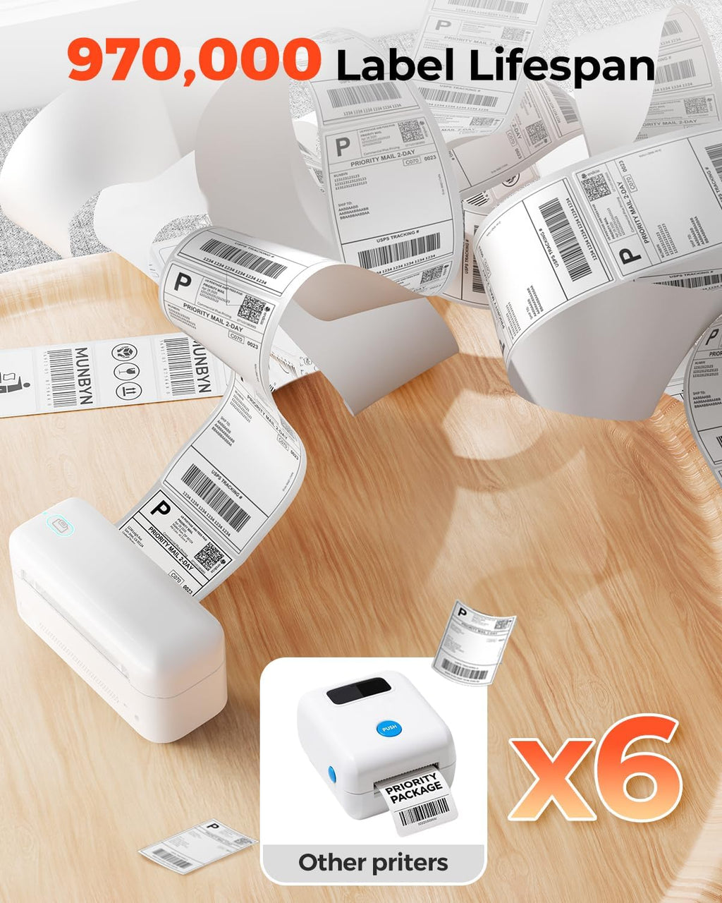 Bluetooth Thermal Label Printer, 4x6 Shipping Label Printer