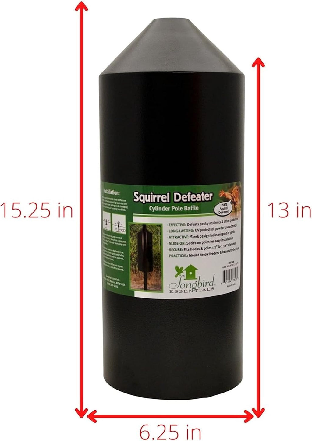Squirrel Defeater Cylinder Pole Baffle