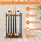 Pool Stick Holder, 10-Hole Wooden Freestanding Billiard Cue Racks Black | Cue Stick Holder for Game Room Billiard