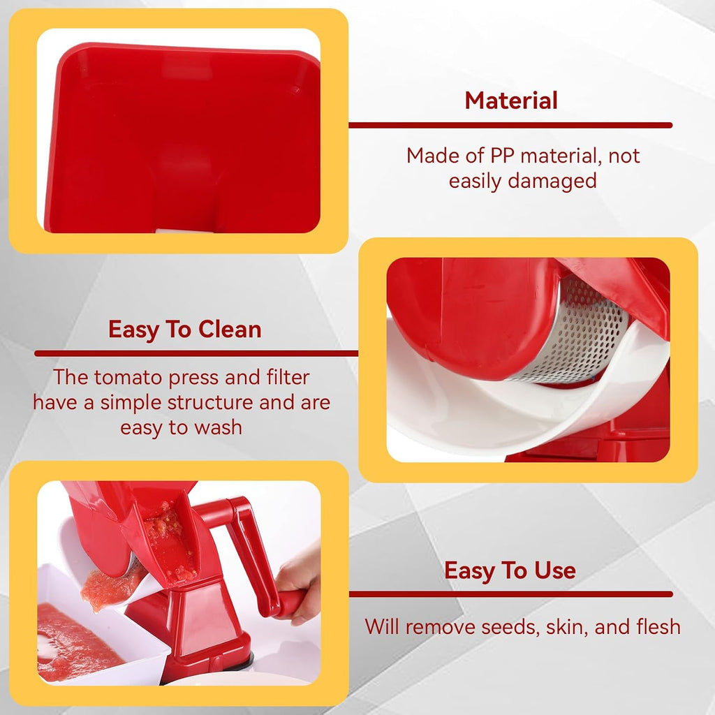 Tomato Strainer, Hand Crank Tomato Press Grinder Tomato Sauce Maker Machine Food Mill