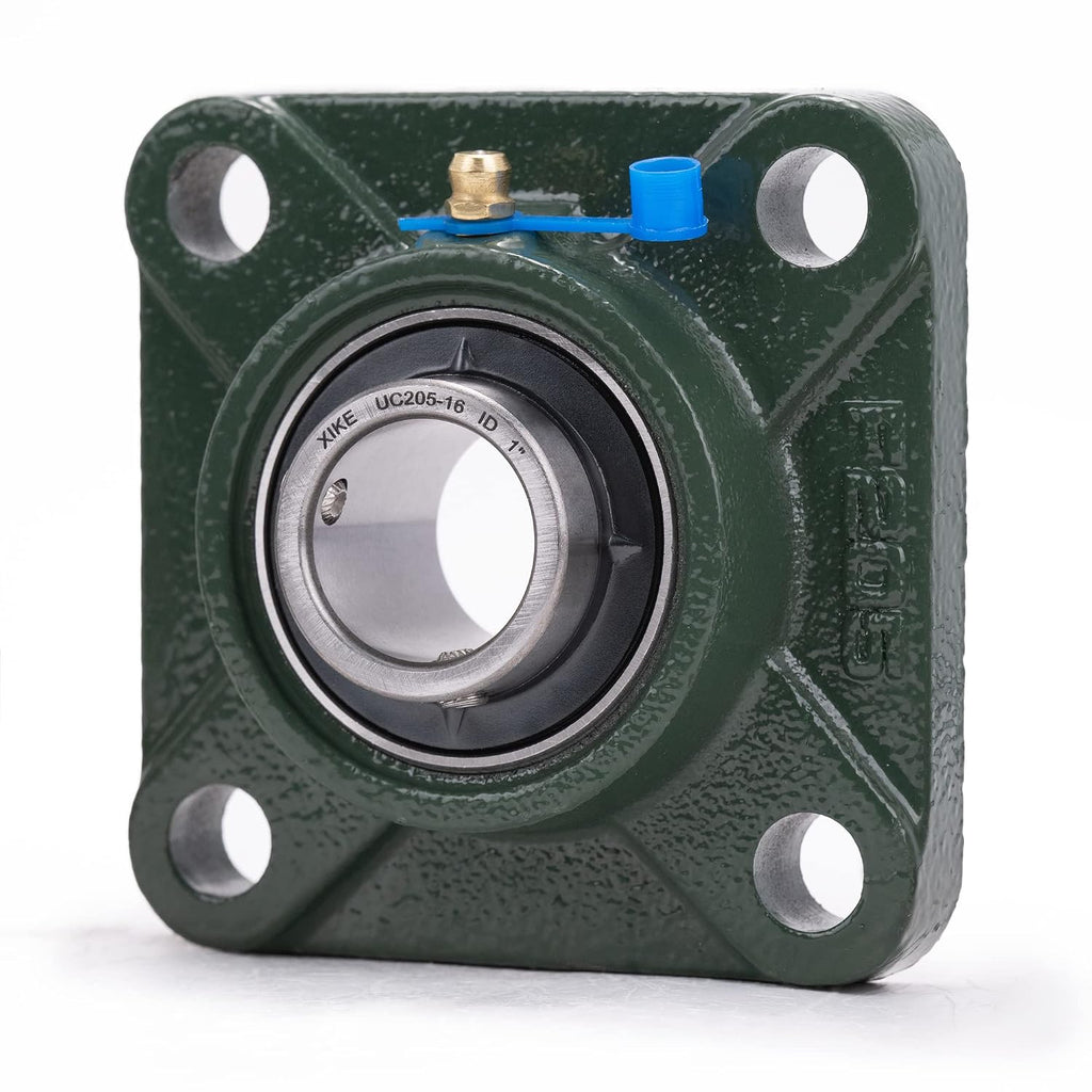 XIKE 2 Pcs UCF205-16 Bore 1" Pillow Block Square Flange Mounted Ball Bearings.