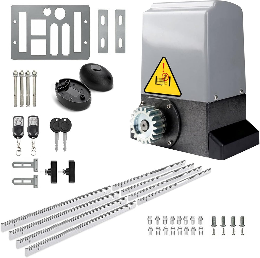 1800lb Automatic Sliding Gate Opener Rack Drive Operator for Heavy Driveway Slide Gates Up to 40 Feet, Rolling Gate