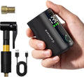 MY20 Electric Bike Pump with Gauge, 130 PSI Fast Inflate, Mini Bicycle Pump with Presta & Schrader Valve, Auto Stop