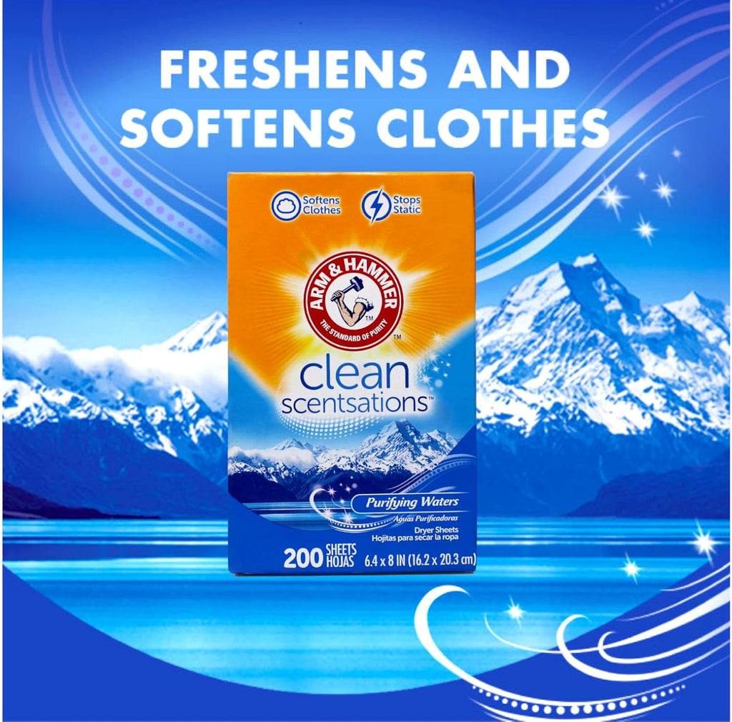 Fabric Softener Sheets, Purifying Waters, 200 ct