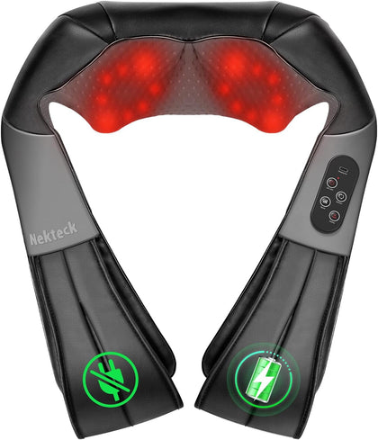 Shiatsu Neck Massager with Heat for Pain Relief Deep Tissue, 2026 Upgraded 3D Back Shoulder Kneading Massage Pillow