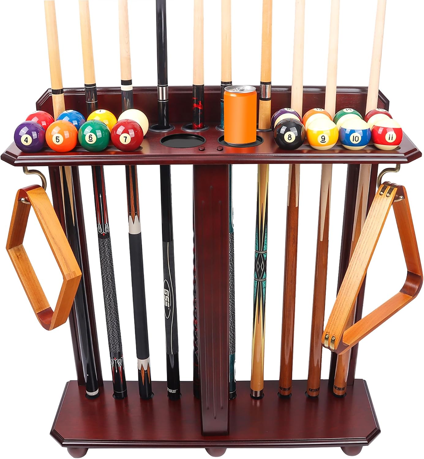 GSE Corner-Style Floor Stand Billiard Pool Cue Racks with Score Counters | Holds Pool Cue Sticks, Full Set of Balls