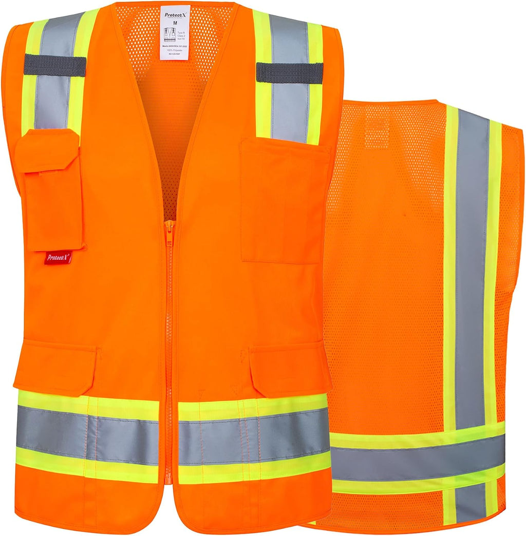 High Visibility ANSI Class 2 Safety Vest with 7 Pockets | Reflective Mesh Safety Vest for Men & Women, Lightweight