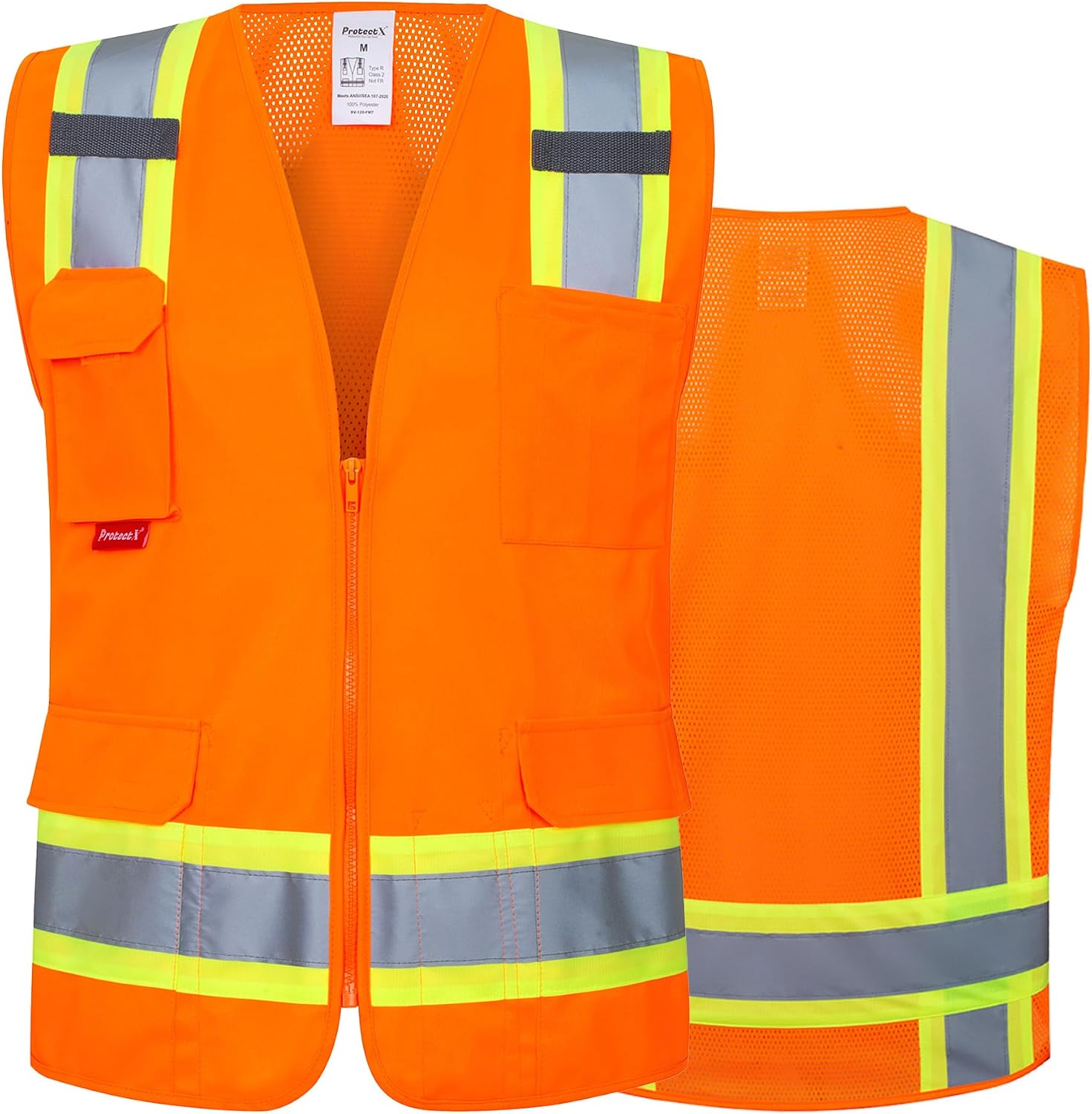 High Visibility ANSI Class 2 Safety Vest with 7 Pockets | Reflective Mesh Safety Vest for Men & Women, Lightweight