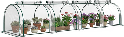 13' x 3' x 2.5' Mini Greenhouse Portable Tunnel Green House Clear | Roll-Up Zippered Doors, UV Waterproof Cover