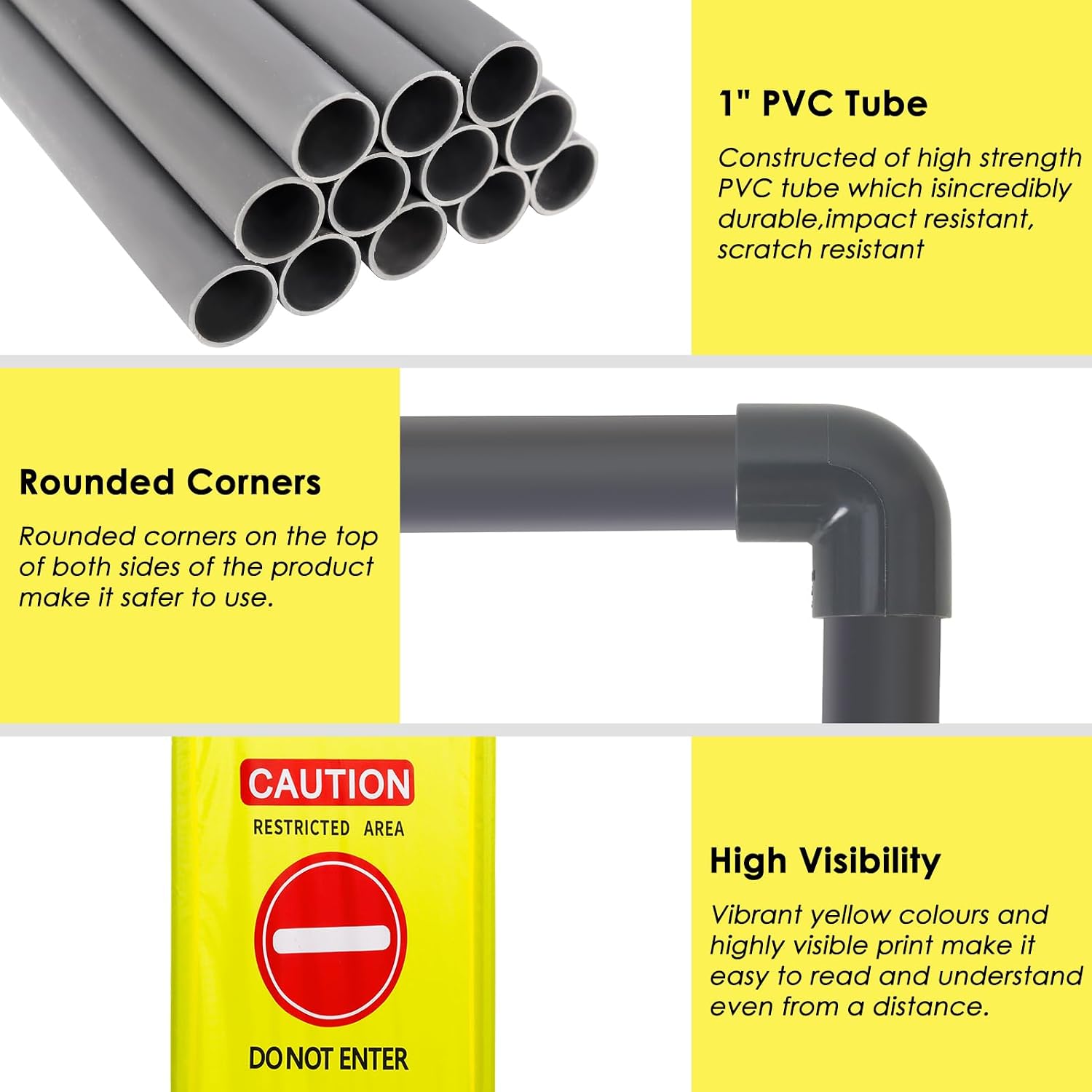 4 Panels Safety Barricade,7.8 FT Foldable Security Sign Barrier | Heavy Duty PVC Frame Barricade,DO NOT Enter" Gate