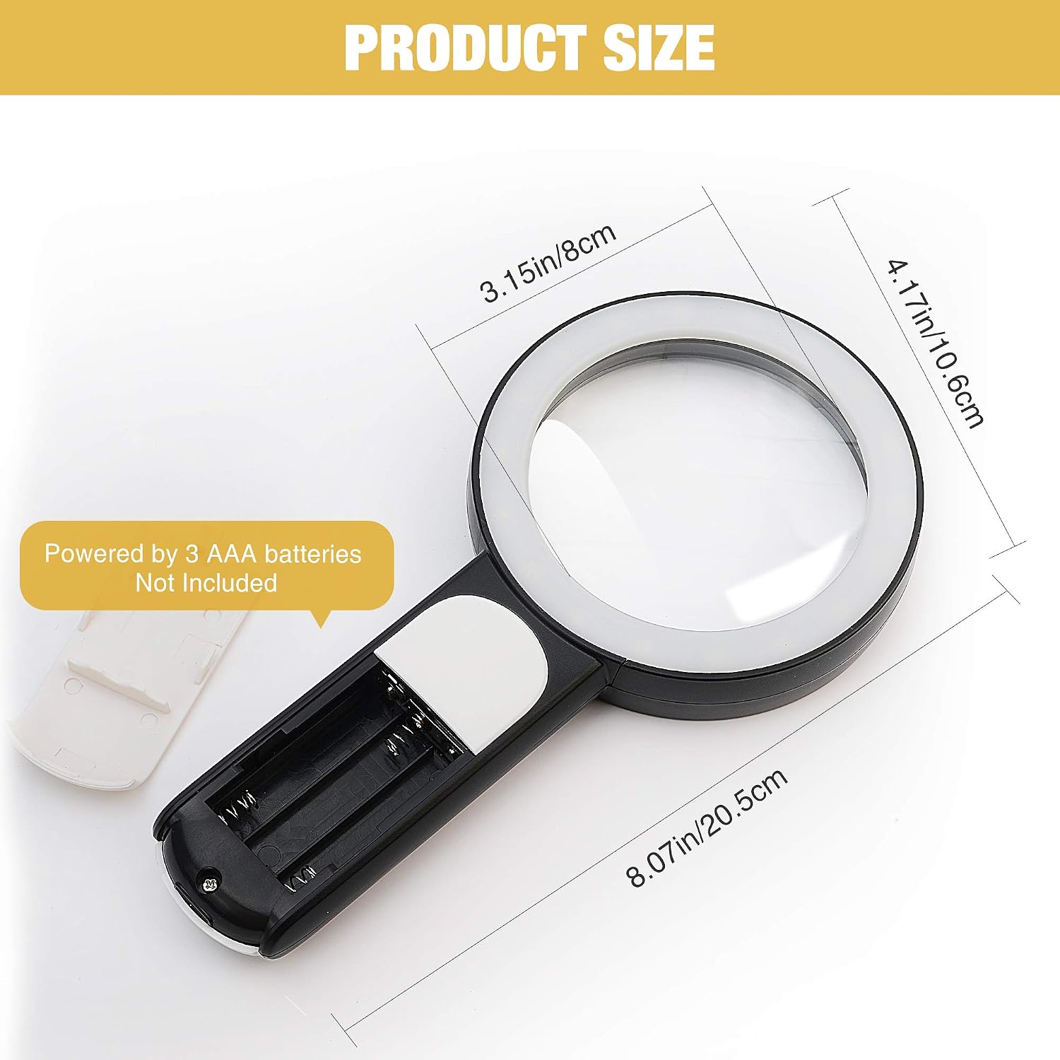 Magnifying Glass with Light, Handheld Large Magnifying Glass 18LED Cold and Warm Light with 3 Modes, Illuminated