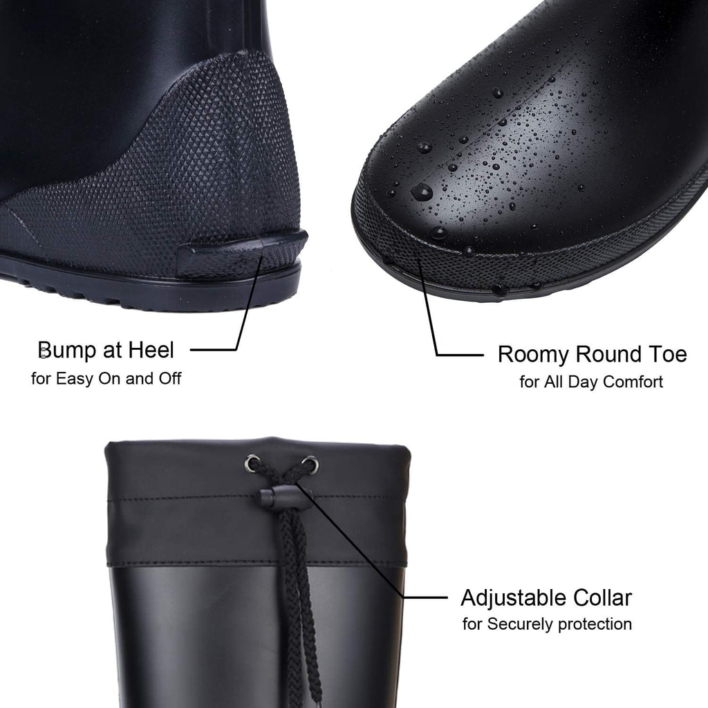 Women's Mid Calf Rain Boots Collar Gardening Boots Ultra Lightweight Portable Garden Shoes | Ultra-soft Waterproof