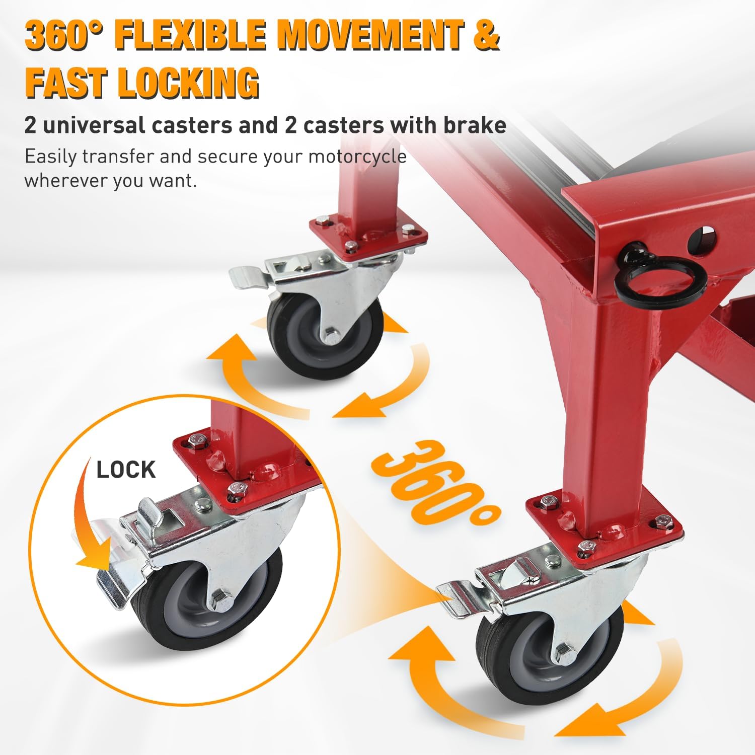 Motorcycle Lift Table Jack 300 LBS Heavy Duty Hydraulic Motorcycle Scissor Jack Lifts Table Foot Pedal with 4 Caster