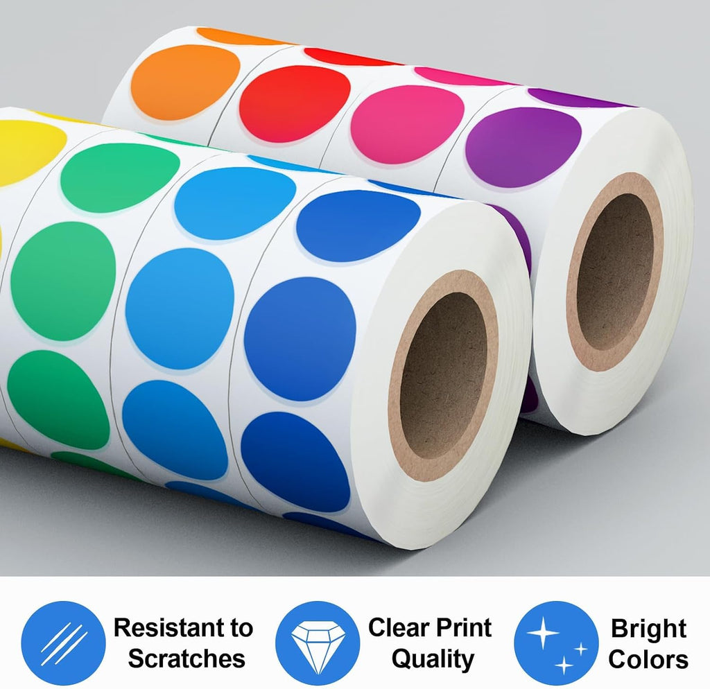 3/4" Round Color Coding Circle Dot Sticker Labels, 8 Rolls