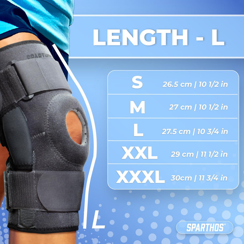 Hinged Knee Brace - Relieves ACL, MCL, Meniscus Tear, Arthritis, Tendon Pain - Dual Metal Side Stabilizers - Support