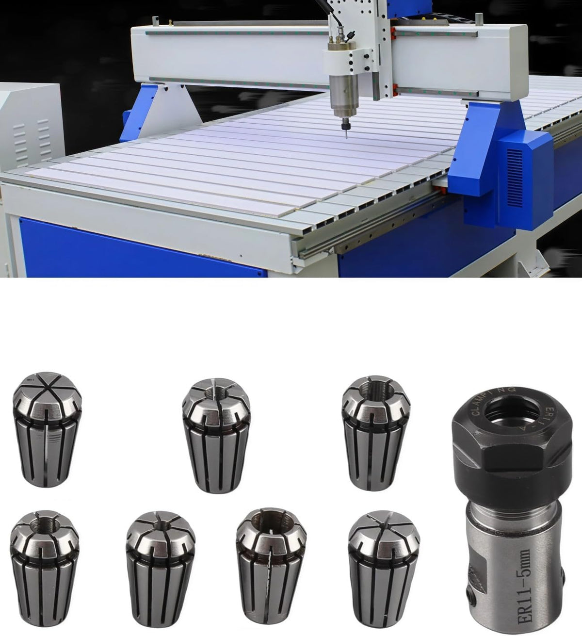 7Pcs 1-7mm ER11 Spring Collet Set and 5mm Extend Rod