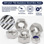 360Pcs Metric Hex Nut & Lock Nuts Assortment Kit (M3-M12) Hardware Nut