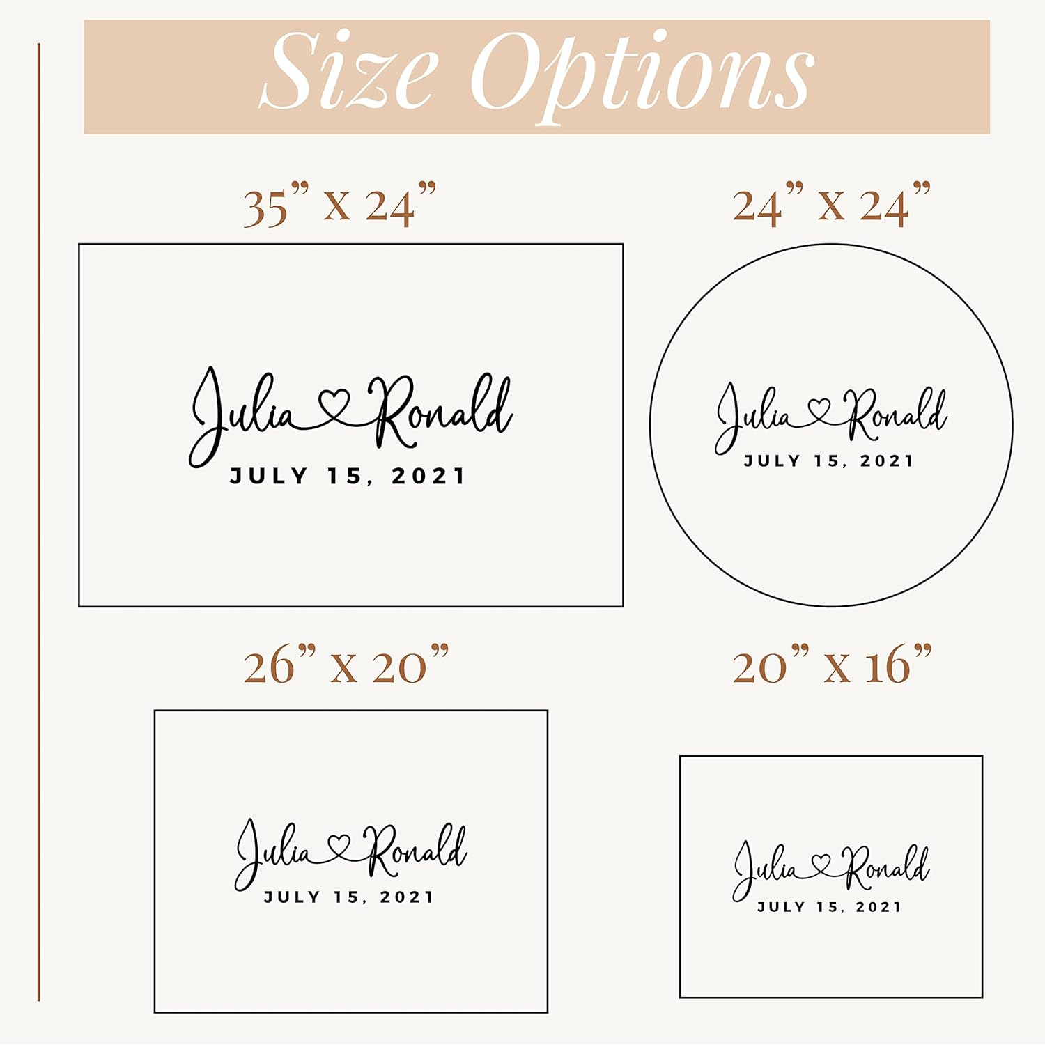 Personalized Wedding Guest Book Alternative with Couple's Names & Date, 5 Colors, 4 Sizes, Rustic Wedding