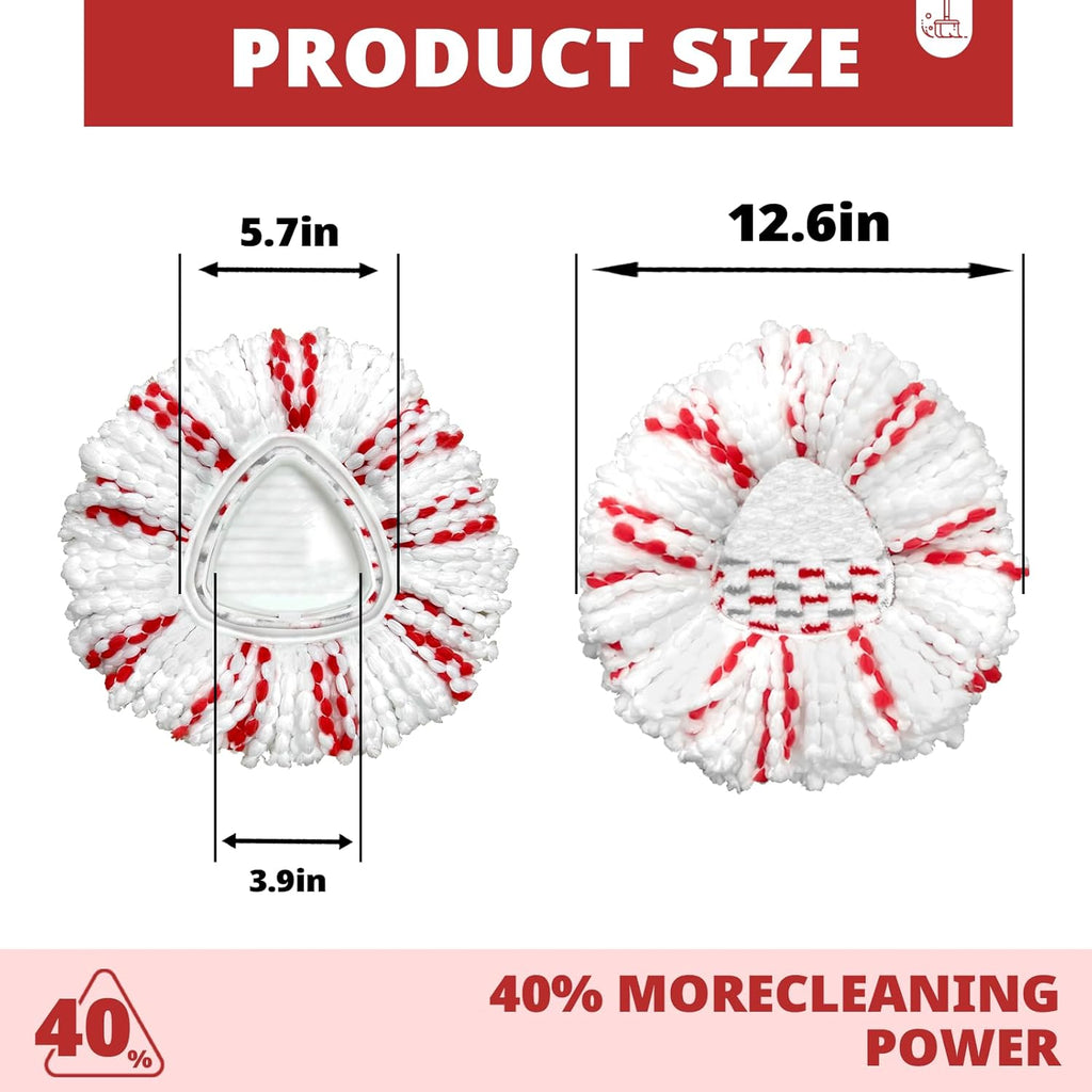 [2026 New Version] Mop Head Replacement - 40% More Cleaning Power, 3 Pack Spin Mop Replacement Head for Easy Wring