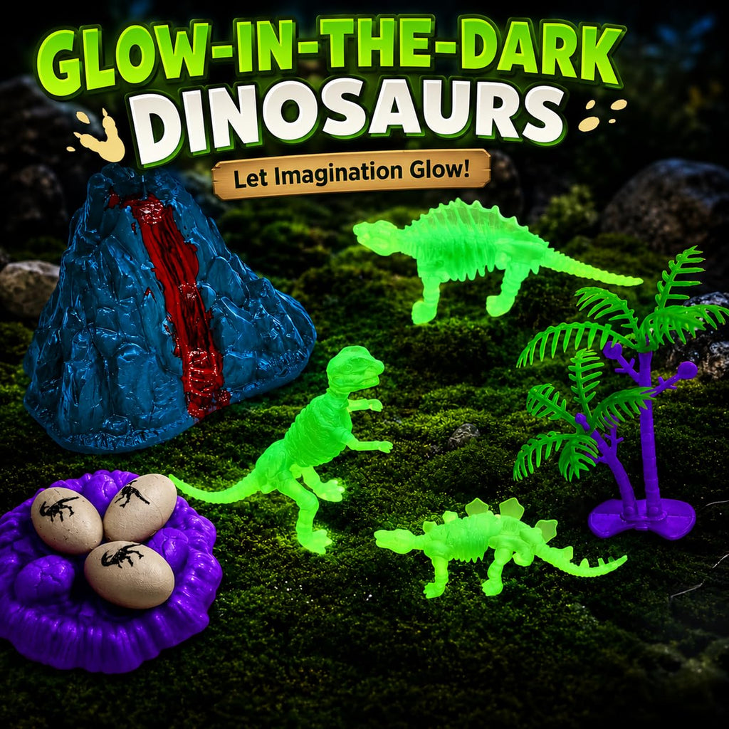Dinosaur Sensory Bin, Sand Kit with Glow Dinosaurs & Sand