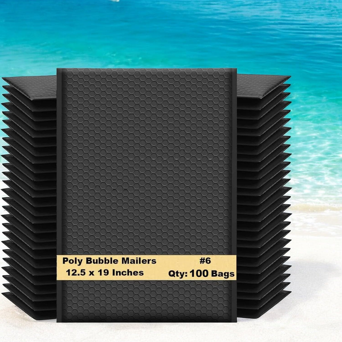 12.5x19 Inch Black Poly Bubble Mailers #6, 100-Pack – Large Padded Shipping Envelopes with Self-Seal Adhesive Bags