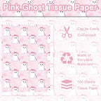 100 Sheets Boho Ghost Tissue Paper, 20x14'' Halloween Ghosts Wrapping Paper