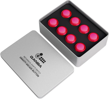 Gravity KS Mechanical Arcade Buttons 30mm Snap-in Mechanical Pushbutton (Boxed (Clear Pink D12(8 pcs))