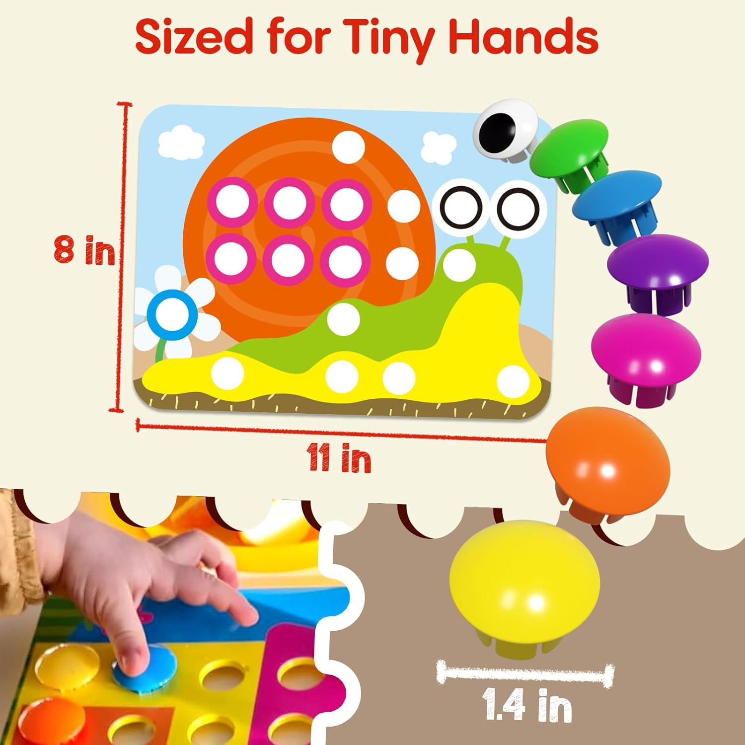 Button Art Toy, Color Matching Pegboard for Kids Ages 3+ | Educational Button Art Activity with Color Matching