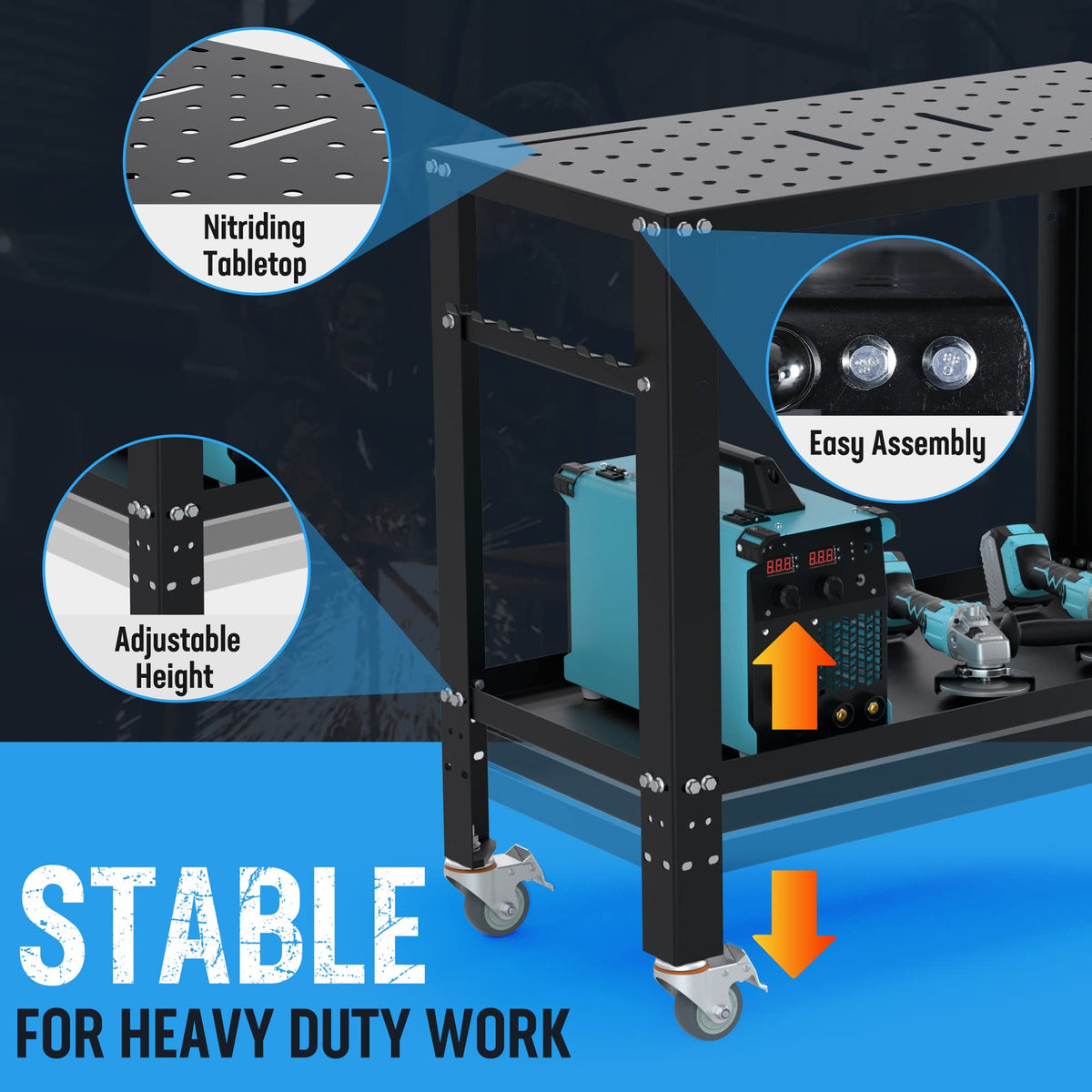 36×18" Welding Workbench, Nitriding Tabletop, 1200LBS Capacity