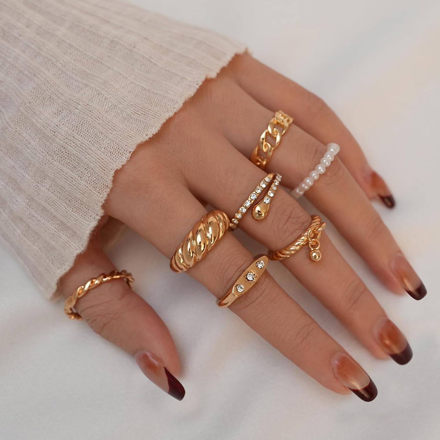 68 Pcs Gold Knuckle Rings Set for Women, Stackable Boho Joint Finger Midi Rings Silver Hollow Carved Crystal Stacking